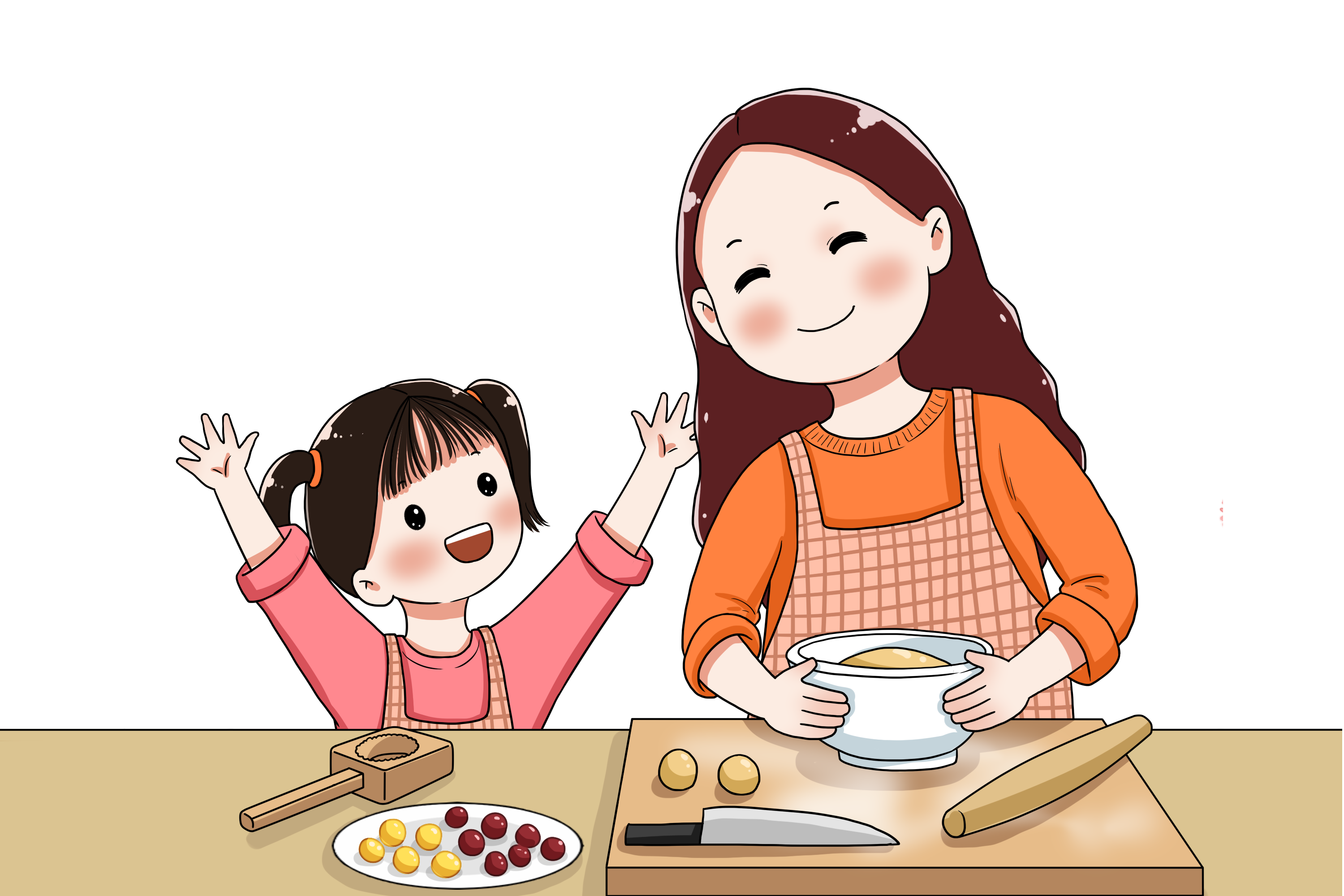 摄图网_401802050_女孩和妈妈一起做月饼（企业商用）.png