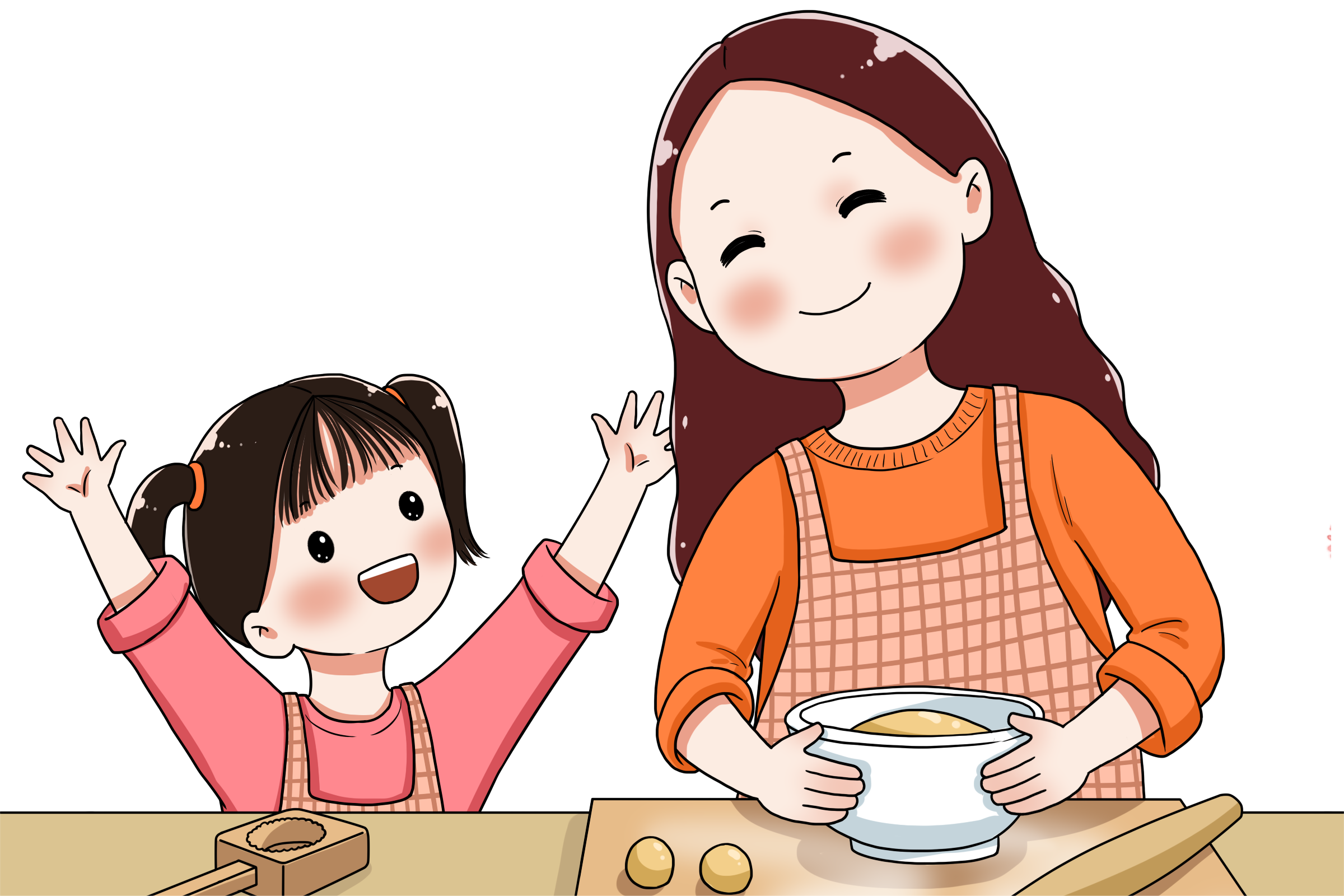 摄图网_401802050_女孩和妈妈一起做月饼（企业商用）.png